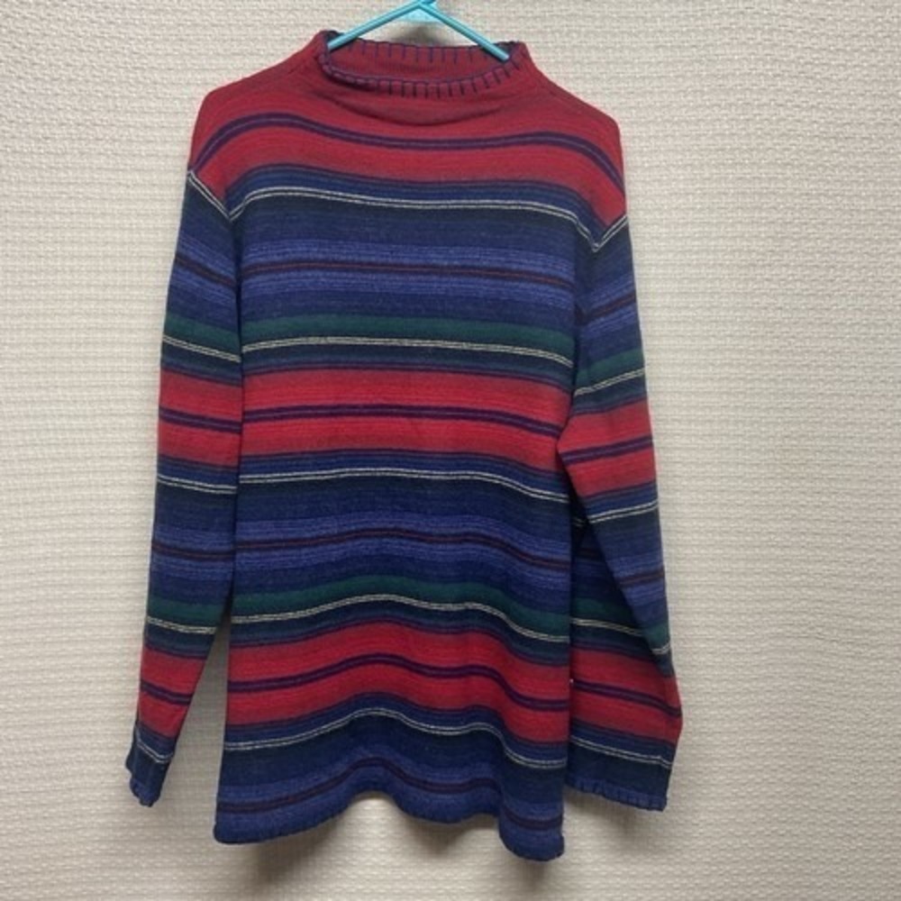Lauren Ralph Lauren Red/Blue Striped High CrewNeck Sweater Women 2X Hong Kong